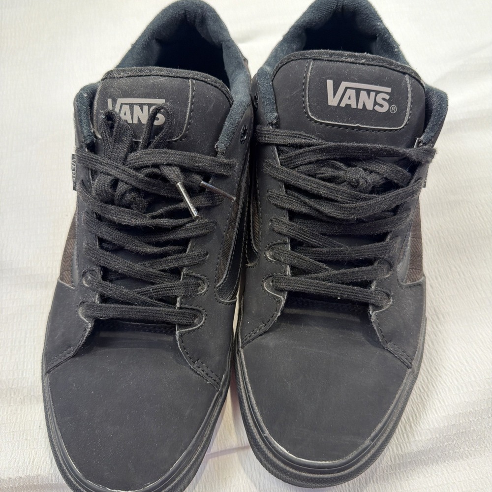 Vans Men's Black Suede Canvas Low‎ Top Skate Shoes Size 10.5 - Picture 2 of 9